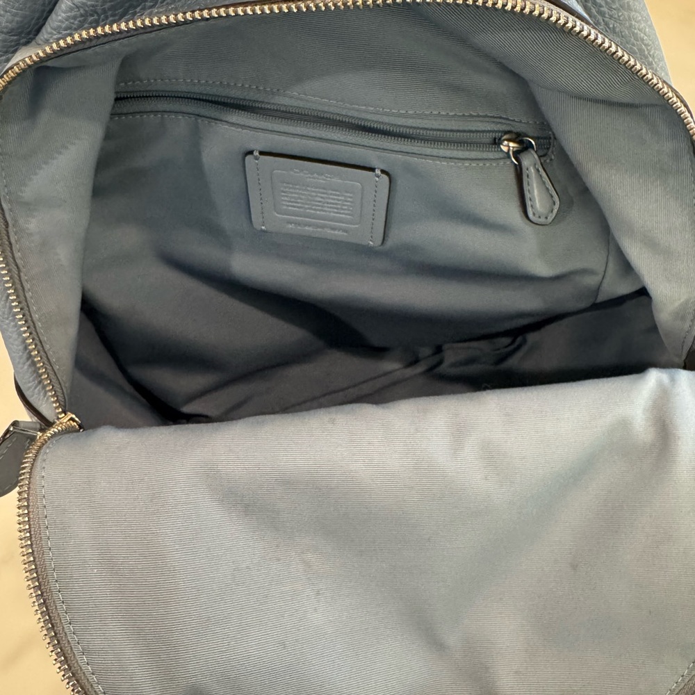 Coach Light Blue Pebbled Leather Backpack with Silver Hardware - Picture 4 of 5